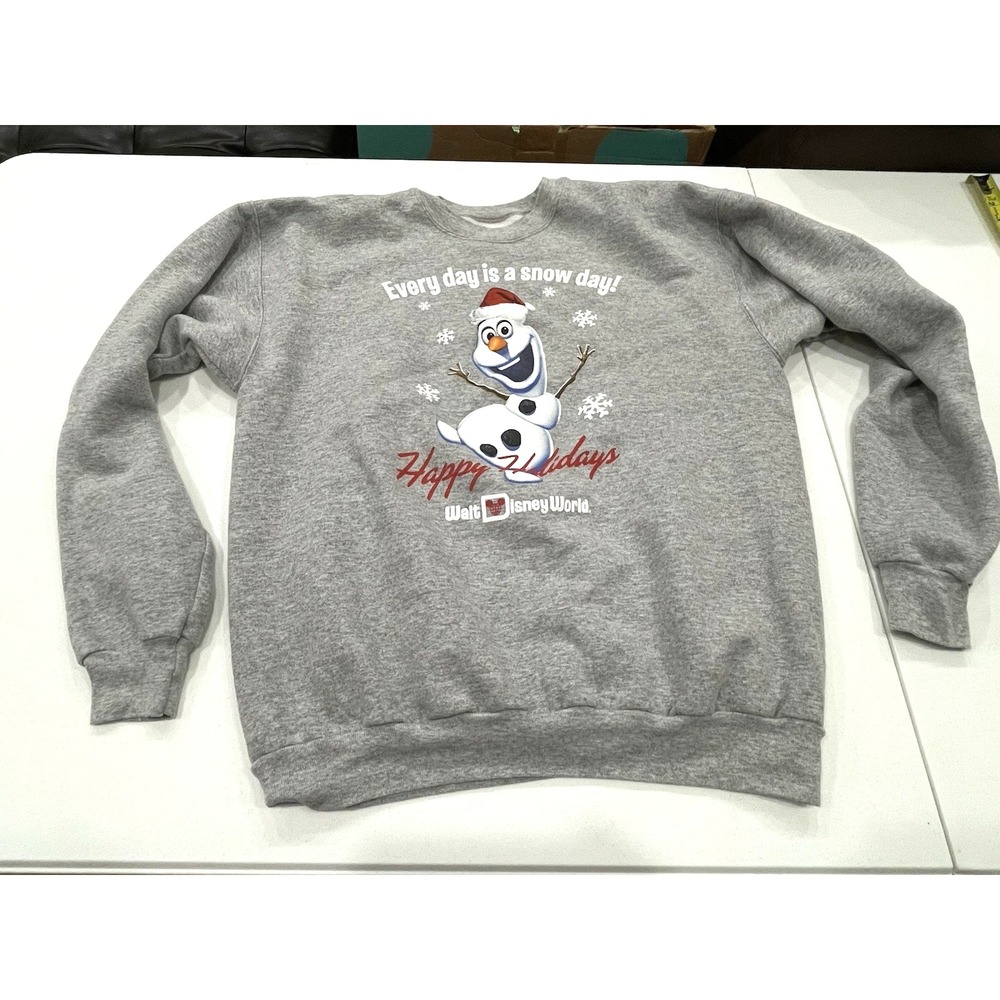 Olaf Gray Sweatshirt Women's Medium Hanes Frozen WDW Walt Disney World Snowman